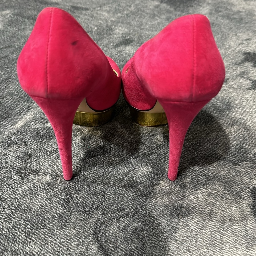Charlotte Olympia Shoes Size 37 Pink and Gold - Picture 4 of 12